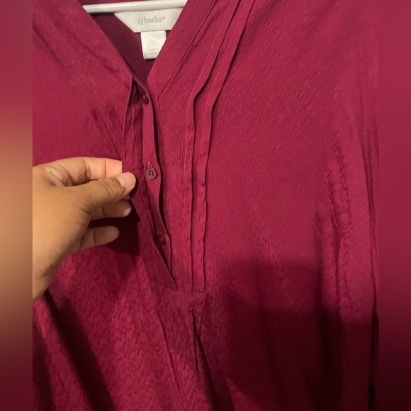 CJ banks long sleeve for women color:red size:1X - Picture 4 of 6